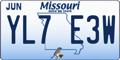 MO license plate YL7E3W