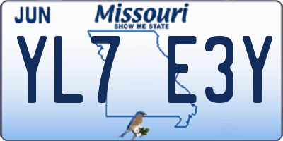 MO license plate YL7E3Y