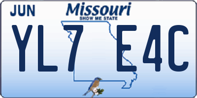 MO license plate YL7E4C
