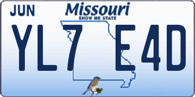 MO license plate YL7E4D