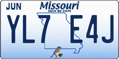 MO license plate YL7E4J