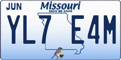 MO license plate YL7E4M