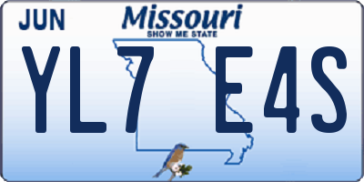 MO license plate YL7E4S