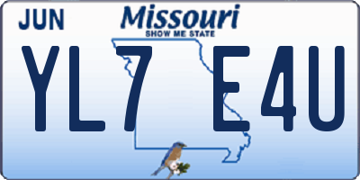 MO license plate YL7E4U