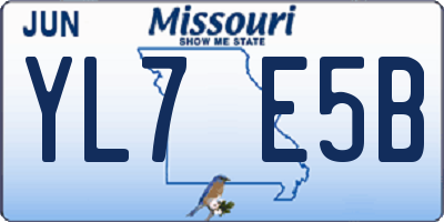 MO license plate YL7E5B