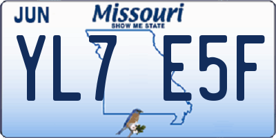 MO license plate YL7E5F
