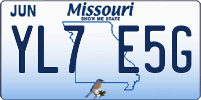 MO license plate YL7E5G
