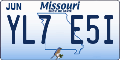 MO license plate YL7E5I