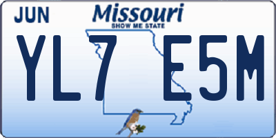MO license plate YL7E5M