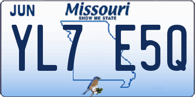 MO license plate YL7E5Q