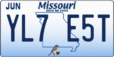 MO license plate YL7E5T