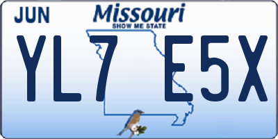 MO license plate YL7E5X