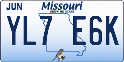 MO license plate YL7E6K