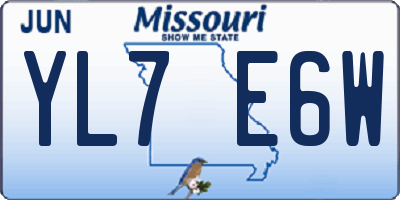 MO license plate YL7E6W
