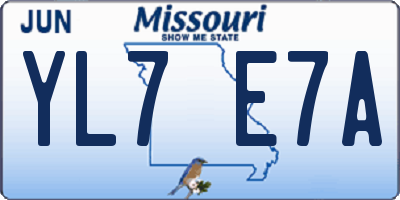 MO license plate YL7E7A