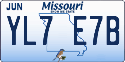 MO license plate YL7E7B