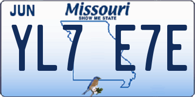 MO license plate YL7E7E
