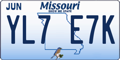 MO license plate YL7E7K