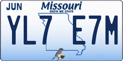 MO license plate YL7E7M