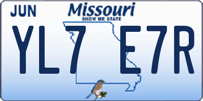 MO license plate YL7E7R