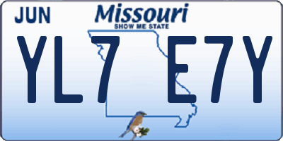 MO license plate YL7E7Y