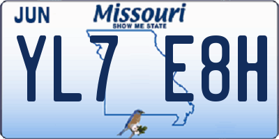 MO license plate YL7E8H