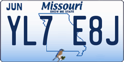 MO license plate YL7E8J