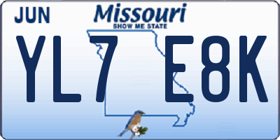 MO license plate YL7E8K