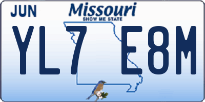 MO license plate YL7E8M