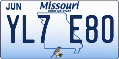 MO license plate YL7E8O