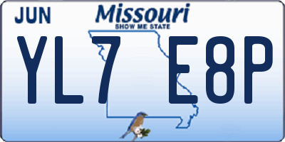 MO license plate YL7E8P