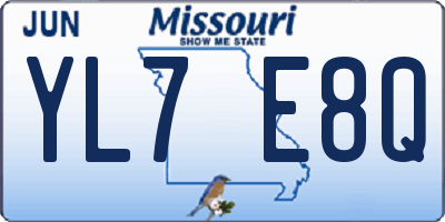 MO license plate YL7E8Q