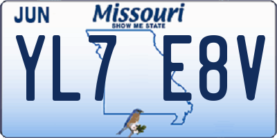 MO license plate YL7E8V