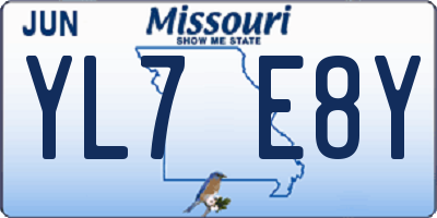 MO license plate YL7E8Y