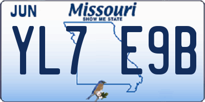 MO license plate YL7E9B