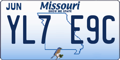 MO license plate YL7E9C