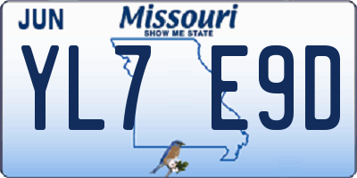 MO license plate YL7E9D
