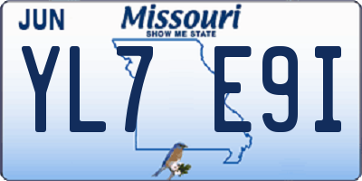 MO license plate YL7E9I