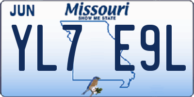MO license plate YL7E9L