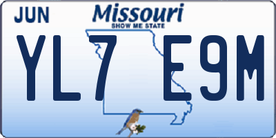 MO license plate YL7E9M