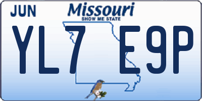MO license plate YL7E9P