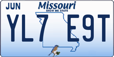 MO license plate YL7E9T