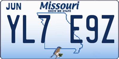 MO license plate YL7E9Z