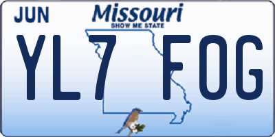 MO license plate YL7F0G