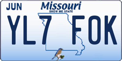MO license plate YL7F0K