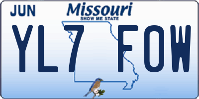 MO license plate YL7F0W