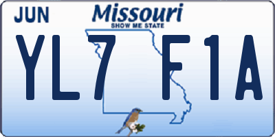 MO license plate YL7F1A