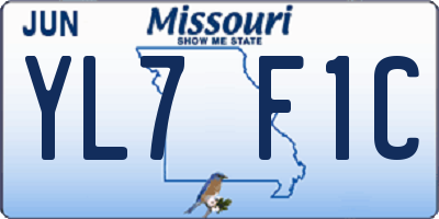 MO license plate YL7F1C