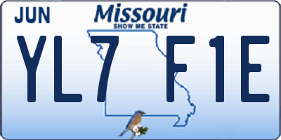 MO license plate YL7F1E