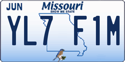 MO license plate YL7F1M